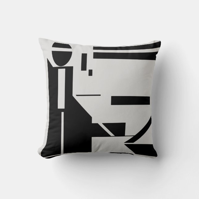 Black Figur på Light Grått Background Abstrakt Kudde (Framsida)