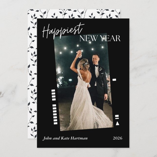 Black Film Happy New Year Photo Simple (Fram/baksida)