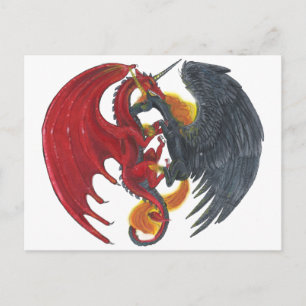 Black Fire Unicorn och Red Dragon Vykort
