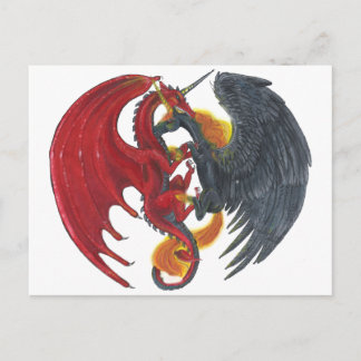 Black Fire Unicorn och Red Dragon Vykort