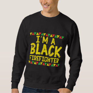 Black Firefighter Firemen Kente African American P Lång Ärmad Tröja
