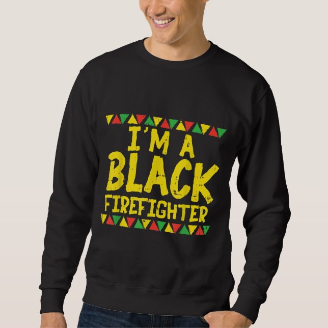 Black Firefighter Firemen Kente African American P Lång Ärmad Tröja (Framsida)