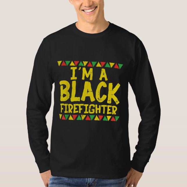Black Firefighter Firemen Kente African American P T Shirt (Framsida)