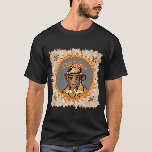 Black Firefighter T Shirt (Framsida)