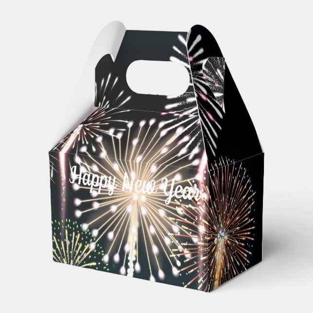 Black Fireworks Gott nytt år Presentaskar (Framsidan Sidan)