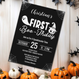 Black First Boo-thday Anpassningsbar Halloween Bir Inbjudningar