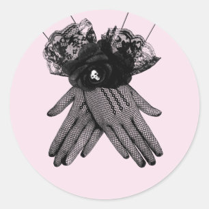Black Fishnet Snöre Handskar Goth Mode art Runt Klistermärke
