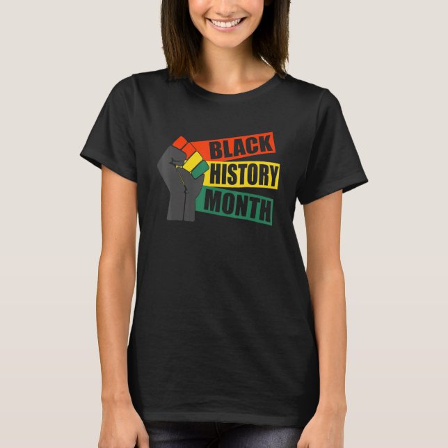 Black Fist Shirt African American Pride Black Hist T Shirt (Framsida)