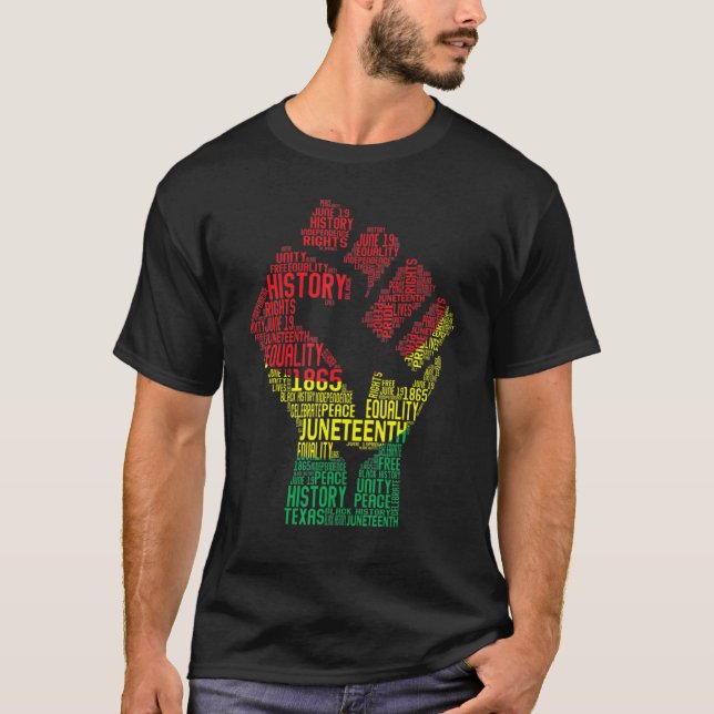 Black Fist Shirt African American Pride Black Hist T Shirt (Framsida)