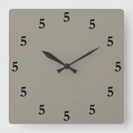 Black Five o'Clock nånstans, Aluminium Silver Gråt Fyrkantig Klocka