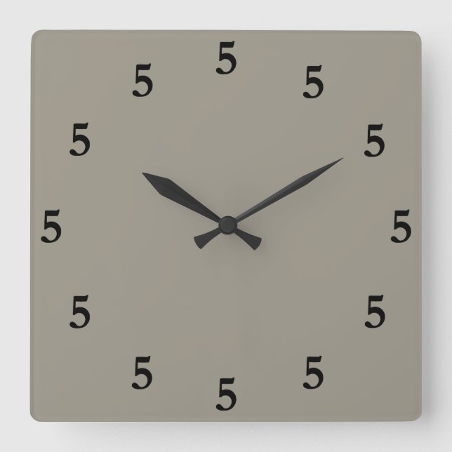 Black Five o'Clock nånstans, Aluminium Silver Gråt Fyrkantig Klocka (Framsida)