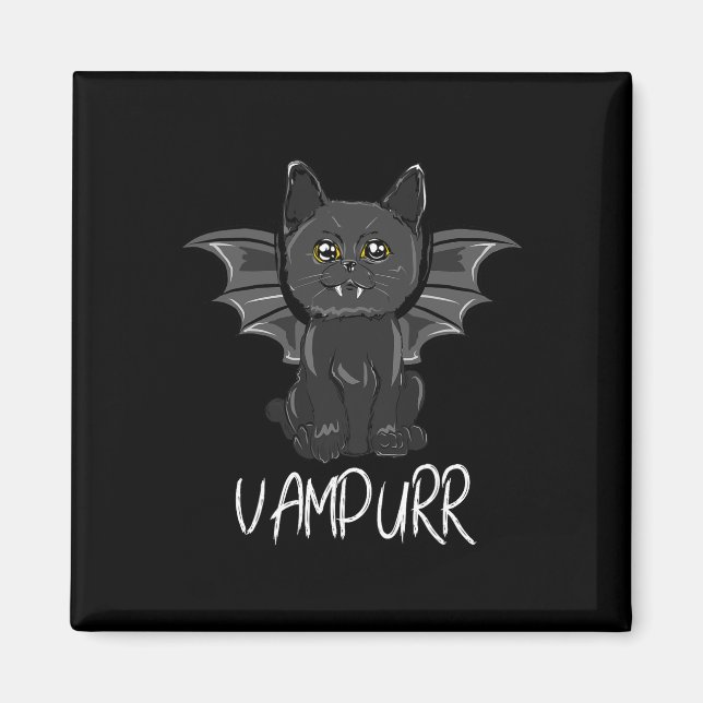 Black Fladdermus Cat Halloween Vampire Vampurr Cos Magnet (Framsidan)