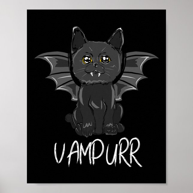 Black Fladdermus Cat Halloween Vampire Vampurr Cos Poster (Framsidan)