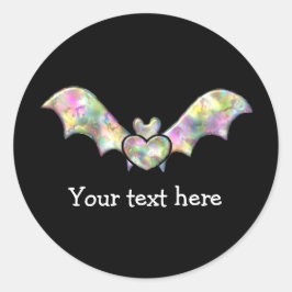 Black Fladdermus och Heart Personlig Halloween Fla Runt Klistermärke