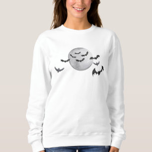 Black Fladdermus och Måne Black och White Hallowee T Shirt