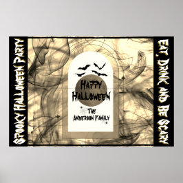 Black Fladdermus Spindelnät Full Moon Happy hallow Poster