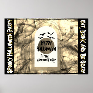 Black Fladdermus Spindelnät Full Moon Happy hallow Poster