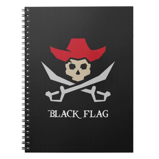 Black Flag Pirate Skull Anteckningsbok (Framsidan)