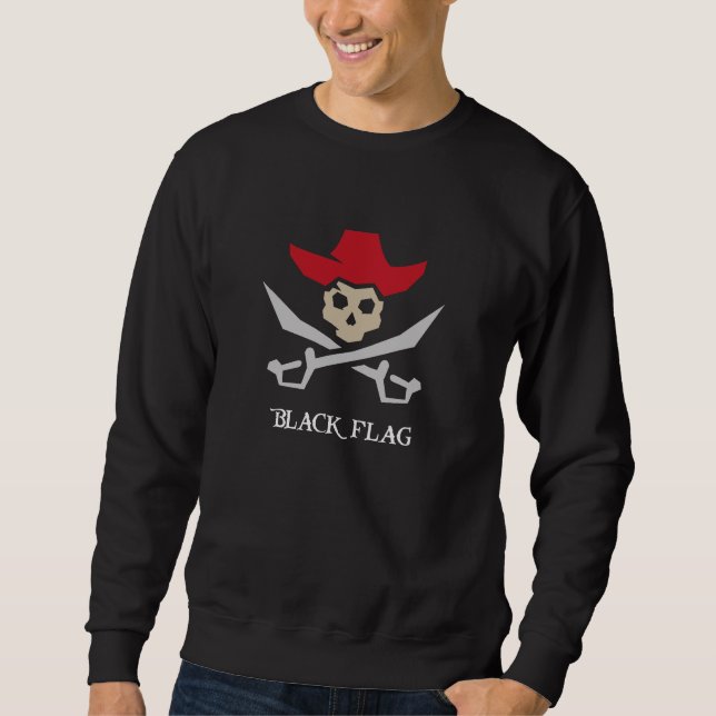 Black Flag Pirate Skull Lång Ärmad Tröja (Framsida)