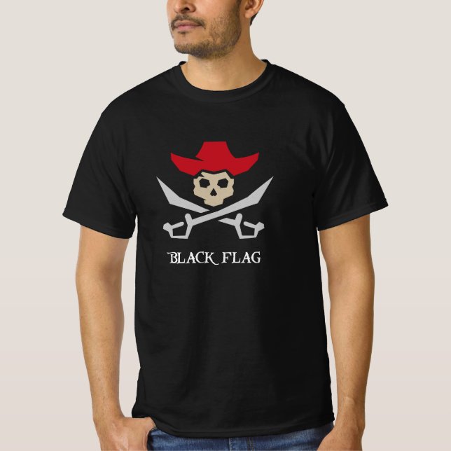 Black Flag Pirate Skull T Shirt (Framsida)