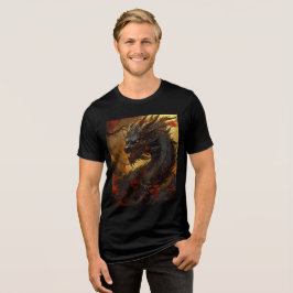 Black Flame Dragon in Autumn Forest T Shirt