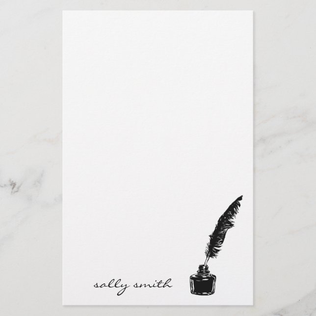 Bläck Flaska med Quill Stationery Brevpapper (Framsida)