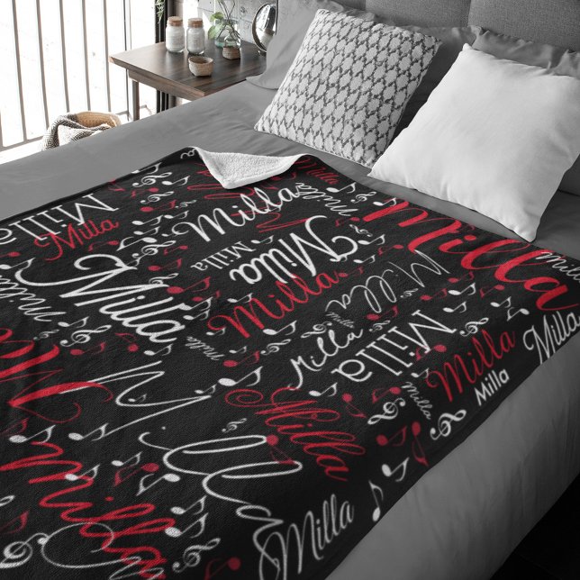 Black Fleece Blanket med Musik noter (Skapare uppladdad)