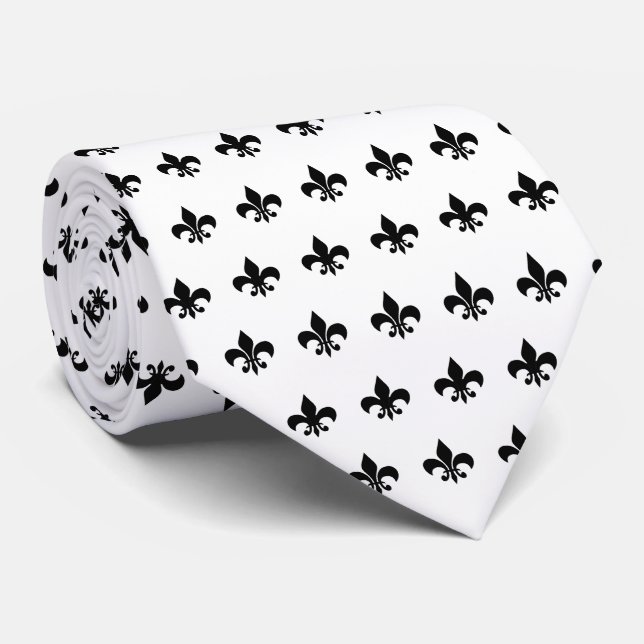 Black Fleur De Lis - anpassa bakgrunden färg Slips (Rullad)