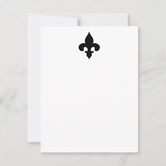 Black Fleur de Lis Flat Note-kort Anteckningskort (Framsida)