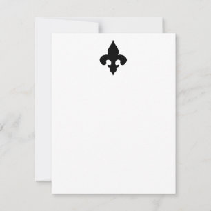 Black Fleur de Lis Flat Note-kort Anteckningskort