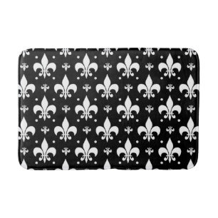 Black Fleur-de-lis Mönster Design Badrumsmatta