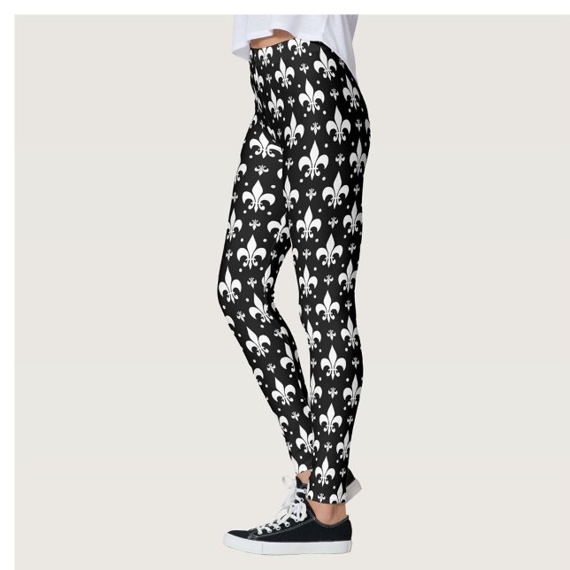 Black Fleur-de-lis Mönster Design Leggings (Skapare uppladdad)