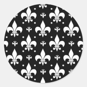 Black Fleur-de-lis Mönster Design Runt Klistermärke