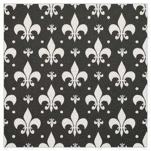 Black Fleur-de-lis Mönster Design Tyg