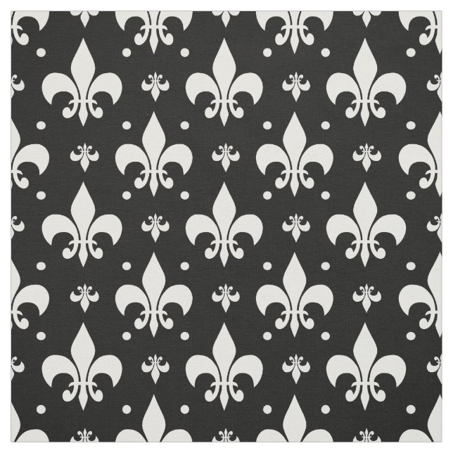 Black Fleur-de-lis Mönster Design Tyg (Provkarta)