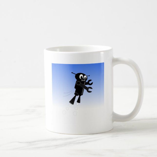 Black Flies Robot Blå himmel Background Kaffemugg (Höger)