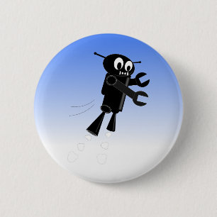 Black Flies Robot Blå himmel Background Knapp