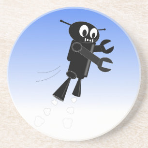 Black Flies Robot Blå himmel Background Underlägg Sandsten