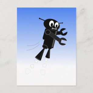 Black Flies Robot Blå himmel Background Vykort