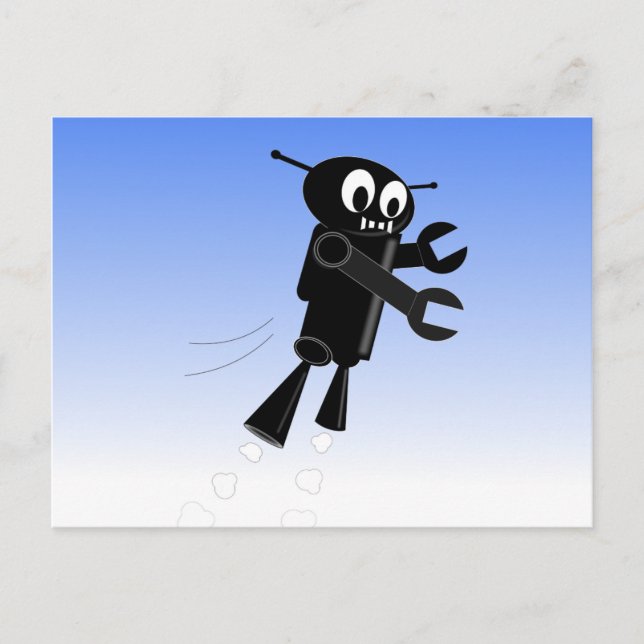 Black Flies Robot Blå himmel Background Vykort (Framsida)