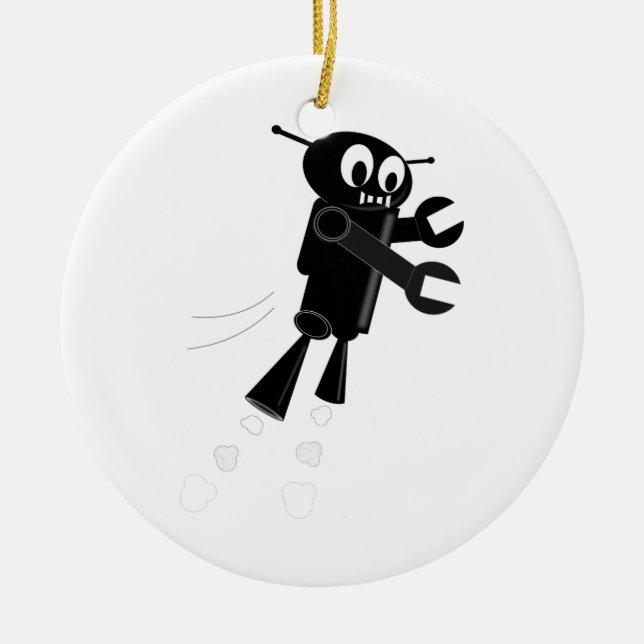 Black Flies Robot Julgransprydnad Keramik (Framsidan)