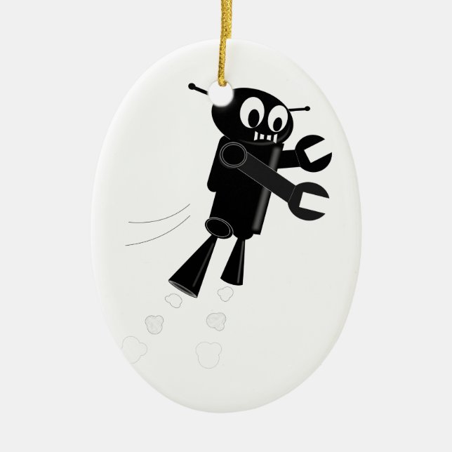 Black Flies Robot Julgransprydnad Keramik (Framsidan)