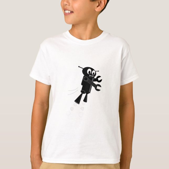 Black Flies Robot Tee Shirt (Framsida)