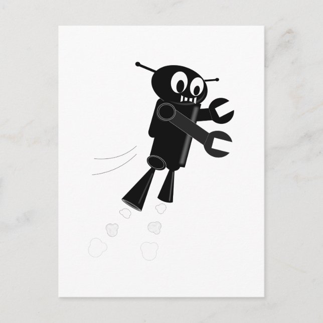 Black Flies Robot Vykort (Framsida)