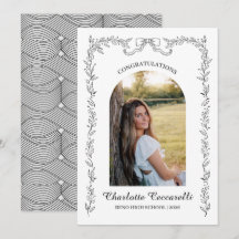 Black Floral Elegant Frame Geo Grad Announcement