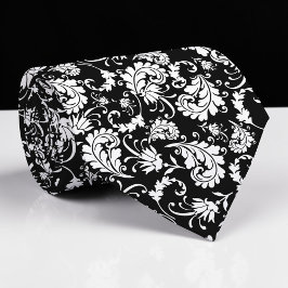 Black Floral Pattern Custom Necktie Slips