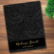 Black Floral Pattern Sketchbook
