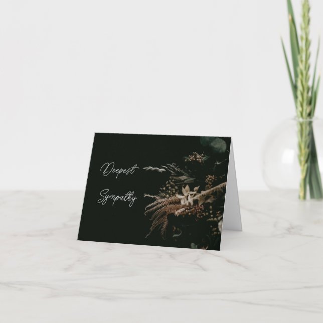 Black Floral Personalized Sympathy Card Kort (Framsida)