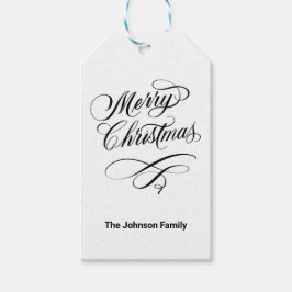 Black Flourated Calligraphy God jul Gift Presentetikett