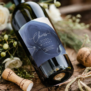 Bläck Flow Bröllop Blue ID762 Vin-etikett Vinflaska Etikett